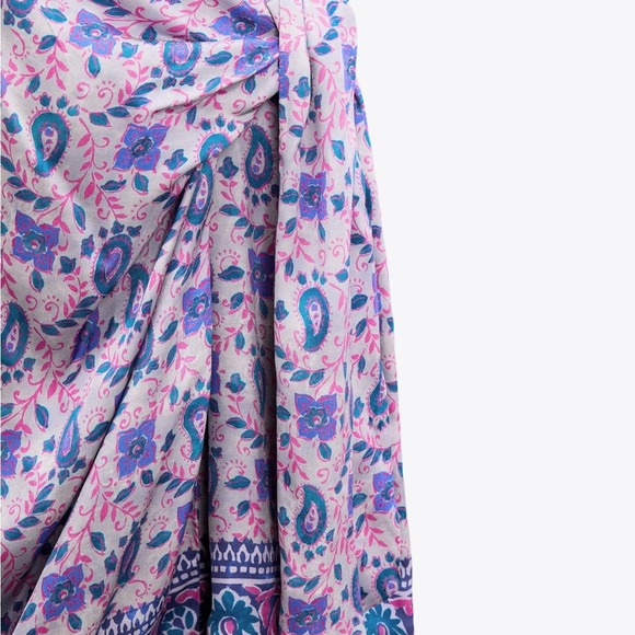 ZARA PRINTED WRAP DRESS PINK - Picture 13 of 14